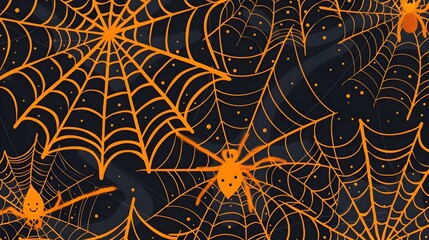 Obraz premium Seamless Halloween Spider Web Pattern with Spooky Dark and Haunting Atmosphere