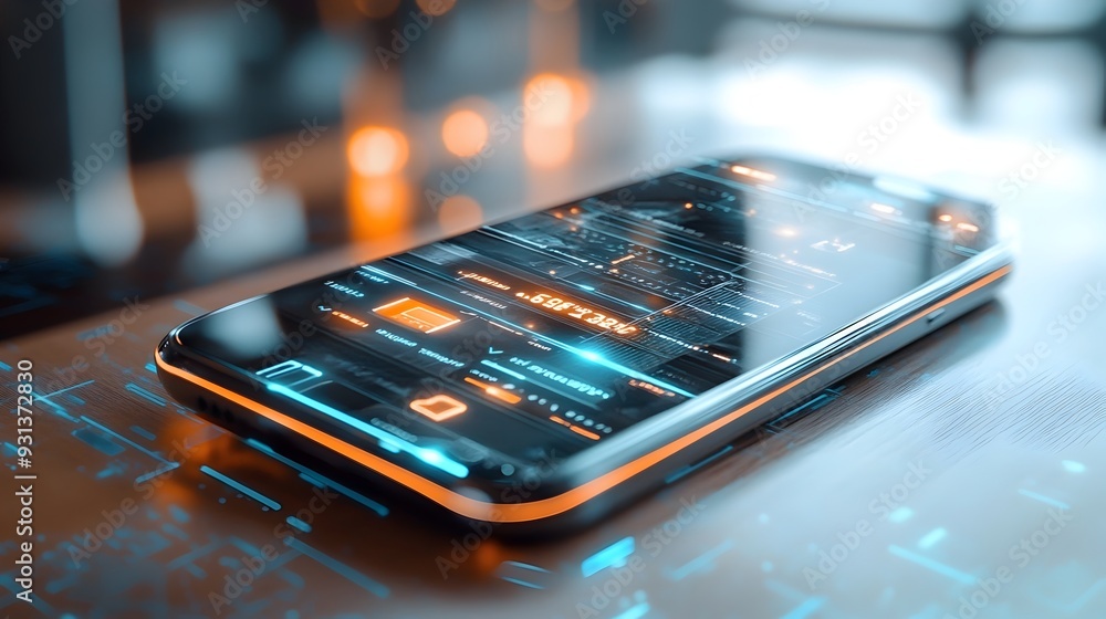 Aufkleber augmented reality smartphone wallet app showcasing cutting edge financial technology