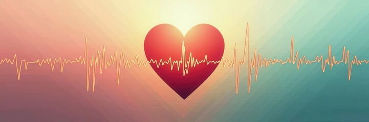 A vibrant, abstract illustration of a heartbeat line merging with a heart shape, symbolizing love, health, and vitality, perfect for wellness and healthcare themes.