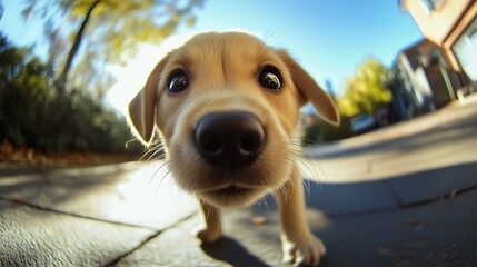 Adorable puppy enjoying a sunny day outdoors