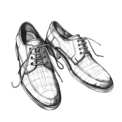 Precise Sketch of Formal Leather Shoes in Clean Minimalist Drawing Style on White Background