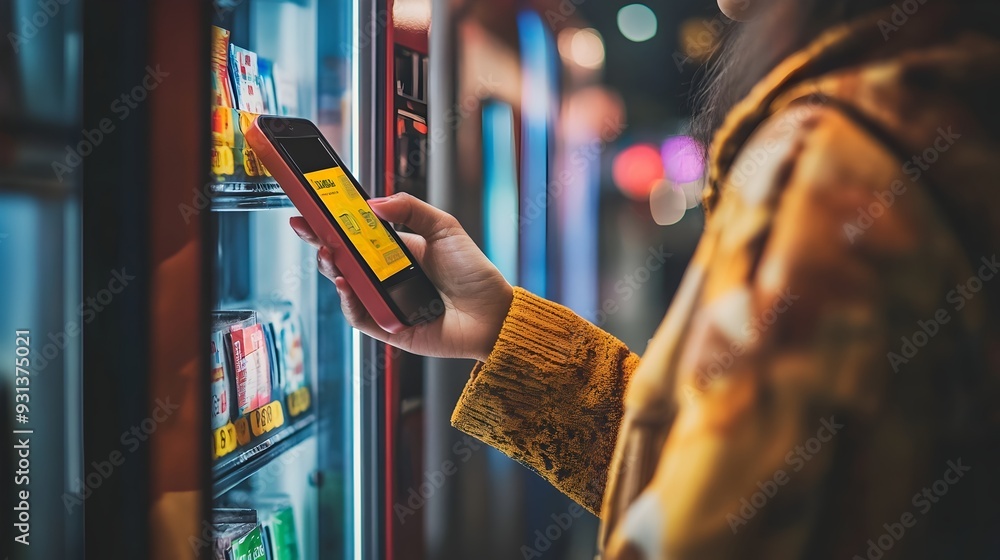 Aufkleber contactless digital wallet transaction at automated vending machine