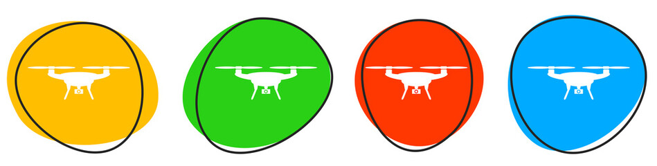 4 bunte Icons: Kampfdrohne - Button Banner