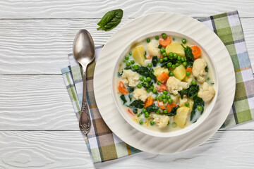 Kesakeitto, Finnish summer veggies soup in a bowl