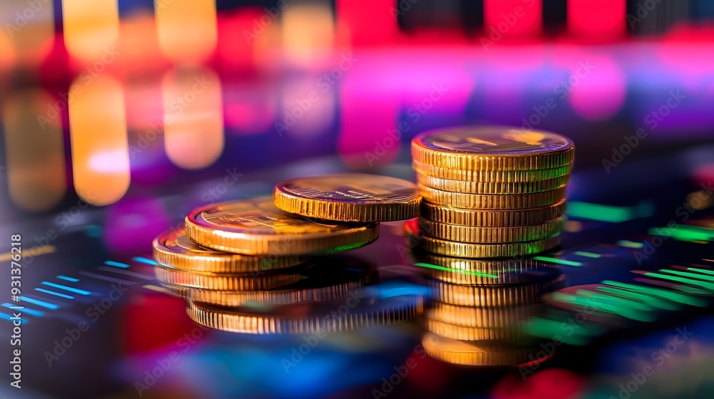 Poster digital wallet displaying investment portfolio for wealth management
