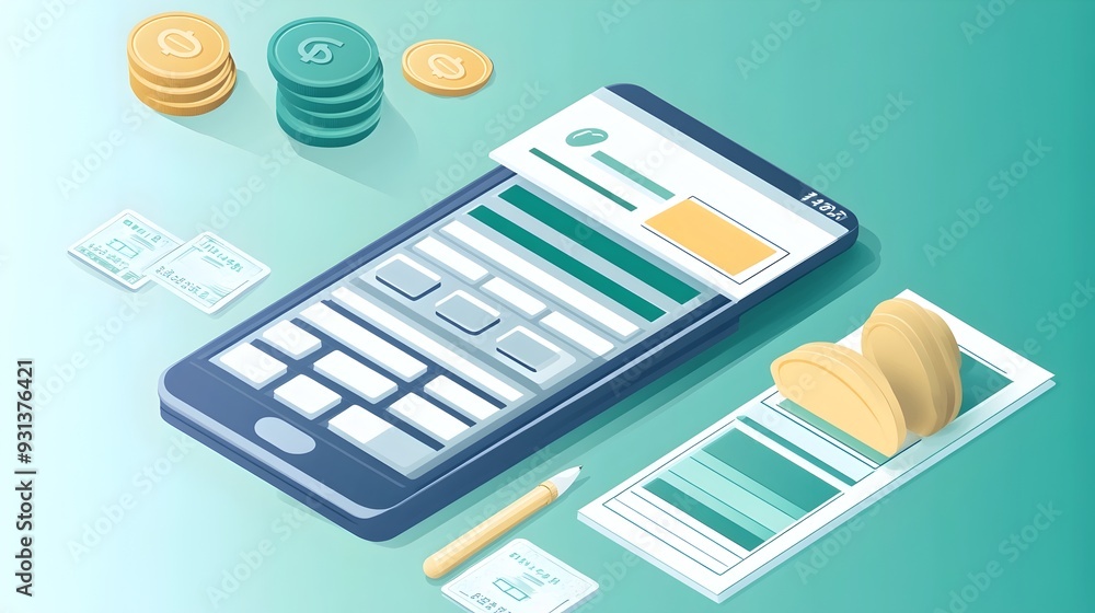Poster digital wallet highlighting accessible loan calculator and instant credit options
