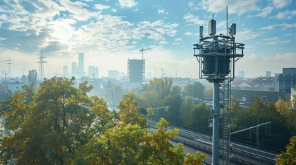 Air pollution measurement station in city,