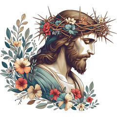 Christian Jesus Portrait Sublimation PNG