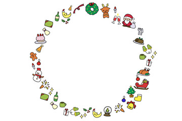 線有りクリスマス円フレーム素材