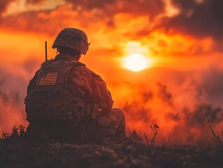 Veterans Day graphic material Patriotic American Flag and Military Memorabilia, American flag watercolor, Military boots silhouette, Soldier tribute