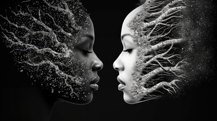 silhouettes, roots, branches,  futuristic, design scene, abstract art