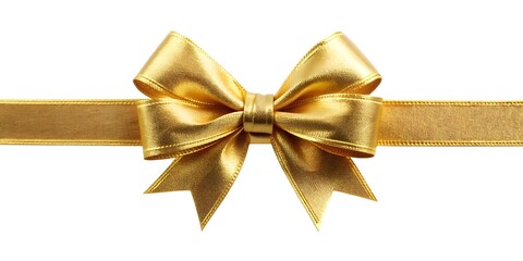 Gold foil bow ribbon for luxury gift wrapping , elegant, shiny, metallic, glamorous, decoration, holiday, present, festive