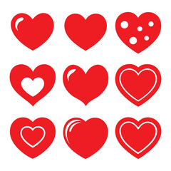 Assorted Red Heart vector Icon Set ,  Vector Heart Designs