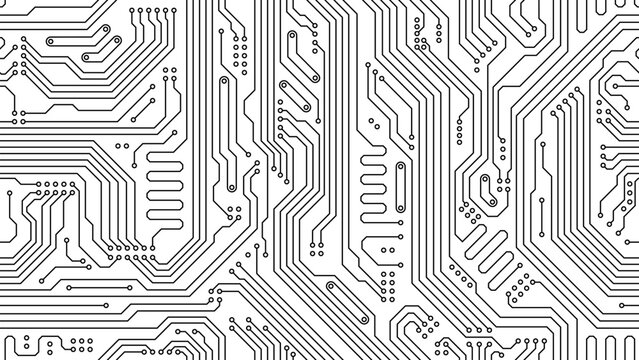 Motherboard pattern of computer circuit board, vector seamless background. Motherboard or circuit board pattern of microchip or PC computer chip technology and chipset processor circuit lines