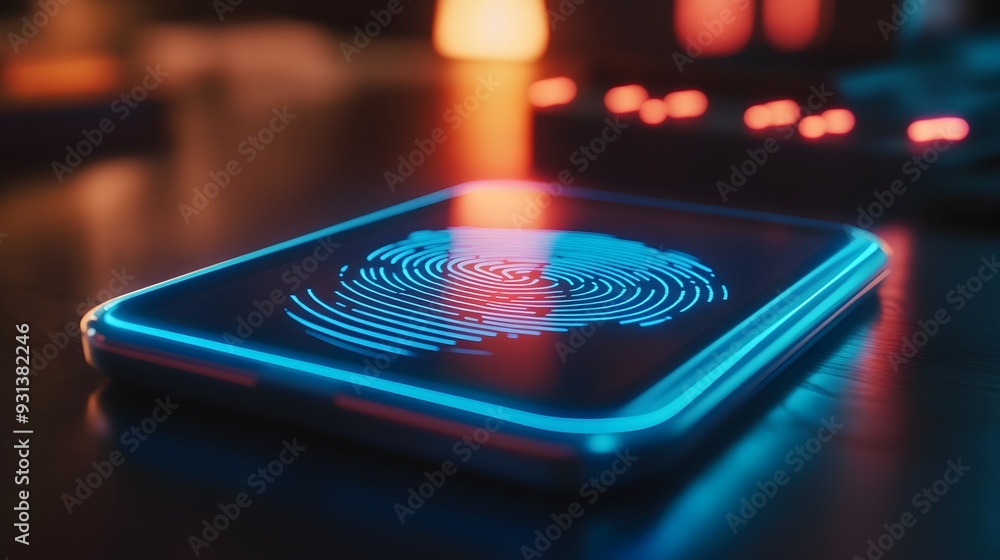 Poster Secure Digital Wallet with Biometric Fingerprint Scanner for Contactless Banking and Finance