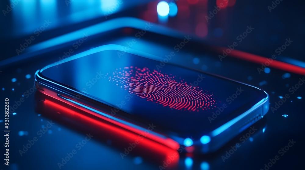 Poster secure digital wallet with biometric fingerprint scanner for contactless finance