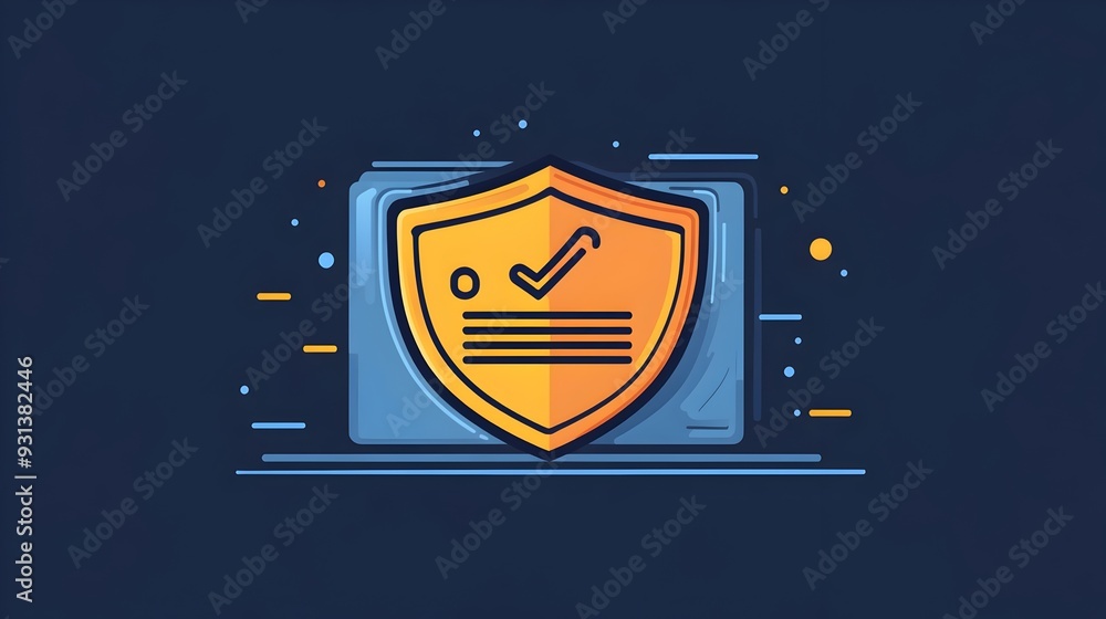 Poster shielded digital wallet icon for secure financial transactions