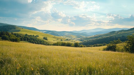 Obraz premium Beautiful countryside grassy field