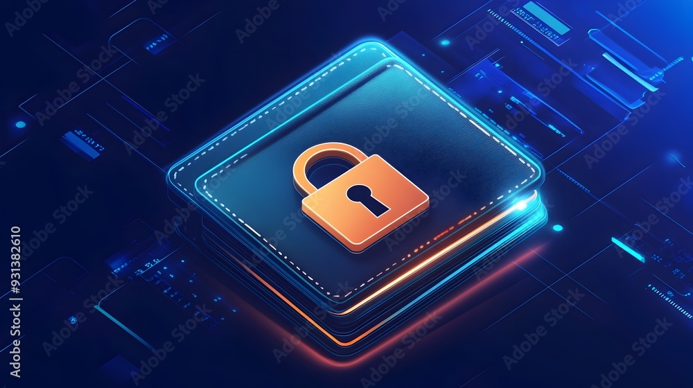 Poster Secure Digital Wallet with Lock Icon for Private Online Transactions
