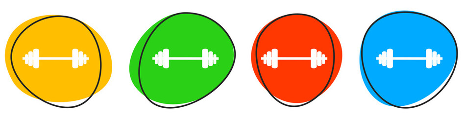 4 bunte Icons: Krafttraining - Button Banner