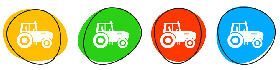 4 bunte Icons: Traktor - Button Banner © kebox