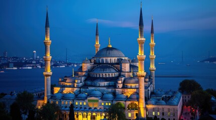 Obraz premium A glimpse into Istanbul's cultural richness, with its ancient mosques, bustling markets and beautiful scenery.