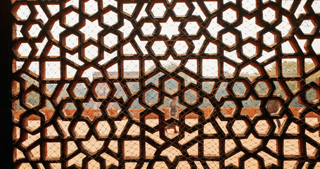 New Delhi, Delhi, India. View from inside of Humayuns tomb. Famous place is Tomb of Mughal emperor,...