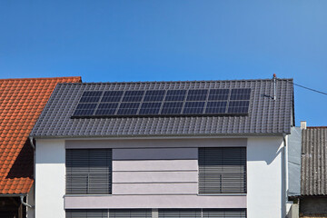 Solar panels on the roof of a private house