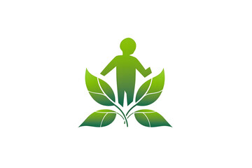 Sustainable Eco Icon with Leaf Silhouette in Design Style