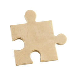 Obraz premium One wooden puzzle piece standing alone against a clear background, great for any design needs