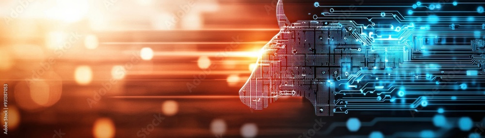 Poster abstract technology image showcasing digital transformation with vibrant colors and glowing patterns