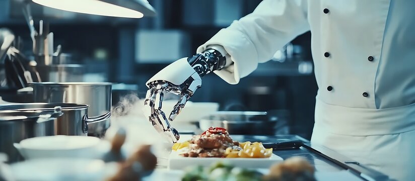 someone is cooking in a kitchen with a robot hand