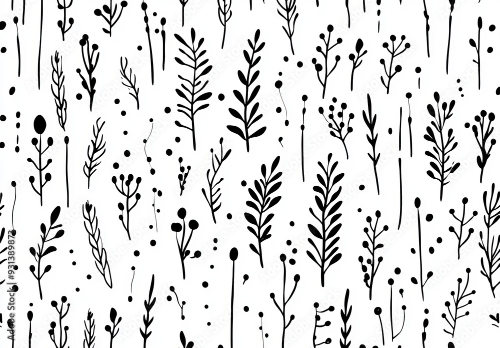Poster patterns with elements drawn by hand that are abstract and seamless