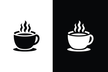 Hot Coffee cup icon cup a coffee icon vector. Coffee cup vector icon black white