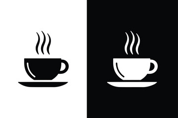 Hot Coffee cup icon cup a coffee icon vector. Coffee cup vector icon black white background.