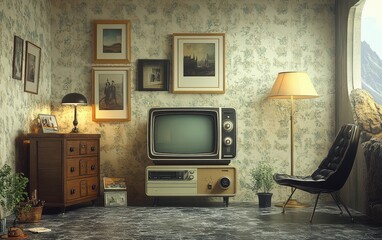 Fototapeta premium old tv in the room 