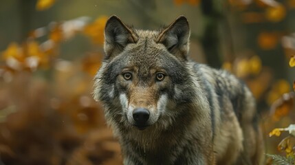 Obraz premium Rewilding project, wolves reintroduced to forest,