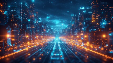 Obraz premium Futuristic Cyberpunk Cityscape at Night