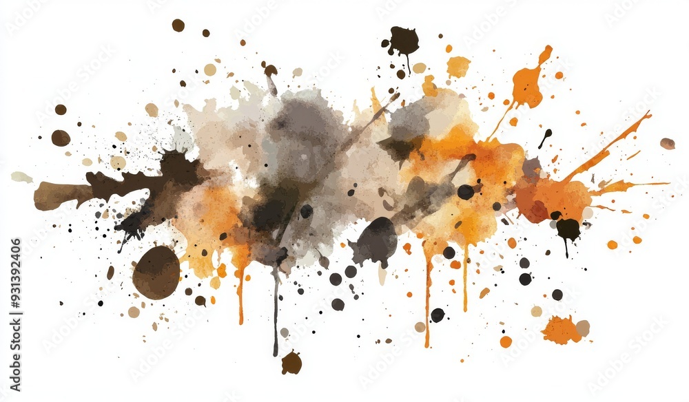 Poster a background with an abstract design and natural splashes in sand color watercolors. there is a spac
