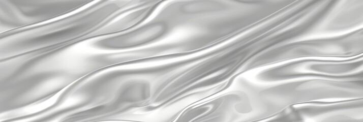 Naklejka premium Abstract Background with Luxurious, Flowing Silver Fabric, 3D Rendering of Smooth, Wavy Material