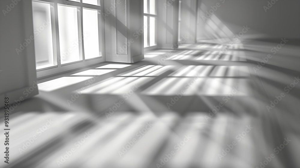 Poster Gray shadow and light blur abstract background on white wall  from window Dark stripe grey shadows indoor in room  background monochrome shadow overlay effect for backdrop and mockup d : Generative AI