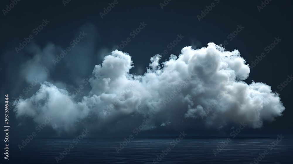 Aufkleber single cloud in air isolated on black background fog white clouds or haze for designs isolated on bl