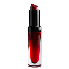 Front view of a red lip stain bottle with no labels isolated on a white transparent background.