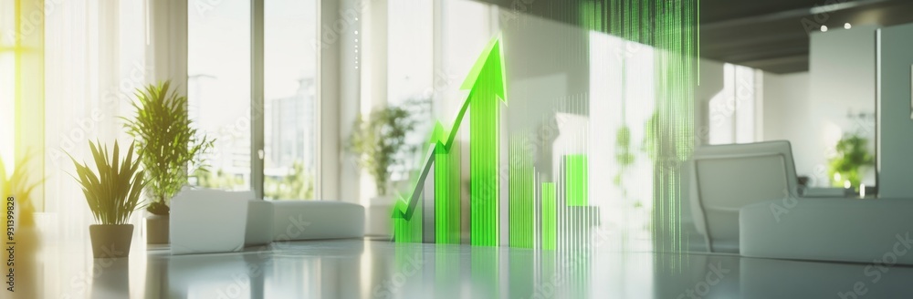 Poster graph in the stock market with blue background with uptrending lines and candlesticks.