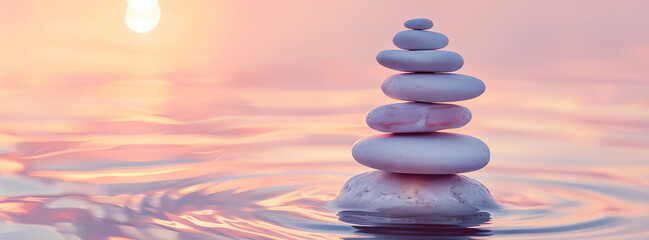 Obraz premium cairns at sunset, AI generated