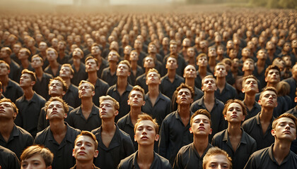 Obraz premium crowd of people , closed eyes and praying