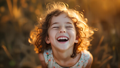 portrait of a happy girl with hair