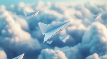 Design: The paper airplanes are depicted in various styles and sizes. Some might be simple and classic, while others could have intricate folds or patterns. 