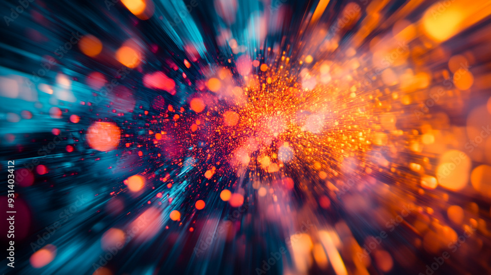 Aufkleber dynamic burst of color and light creating an abstract visual effect with blue and orange tones