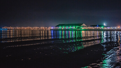Seaside in Durres Albania, night city, night city lights 